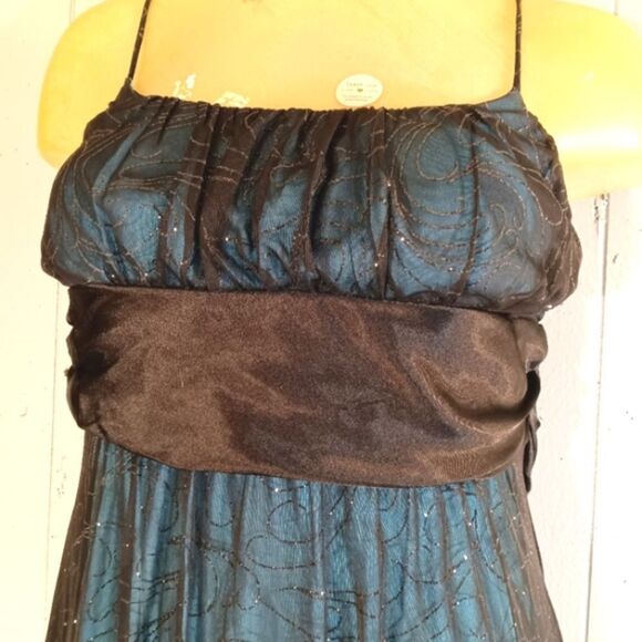 Vintage Y2K Blue Micro Mesh Whimsy Goth Asymmetrical Party Dress 8 - Picture 3 of 4